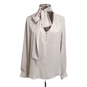 Bar Ill Women's Inverted-Pleat tie neck Blouse | blush | size S